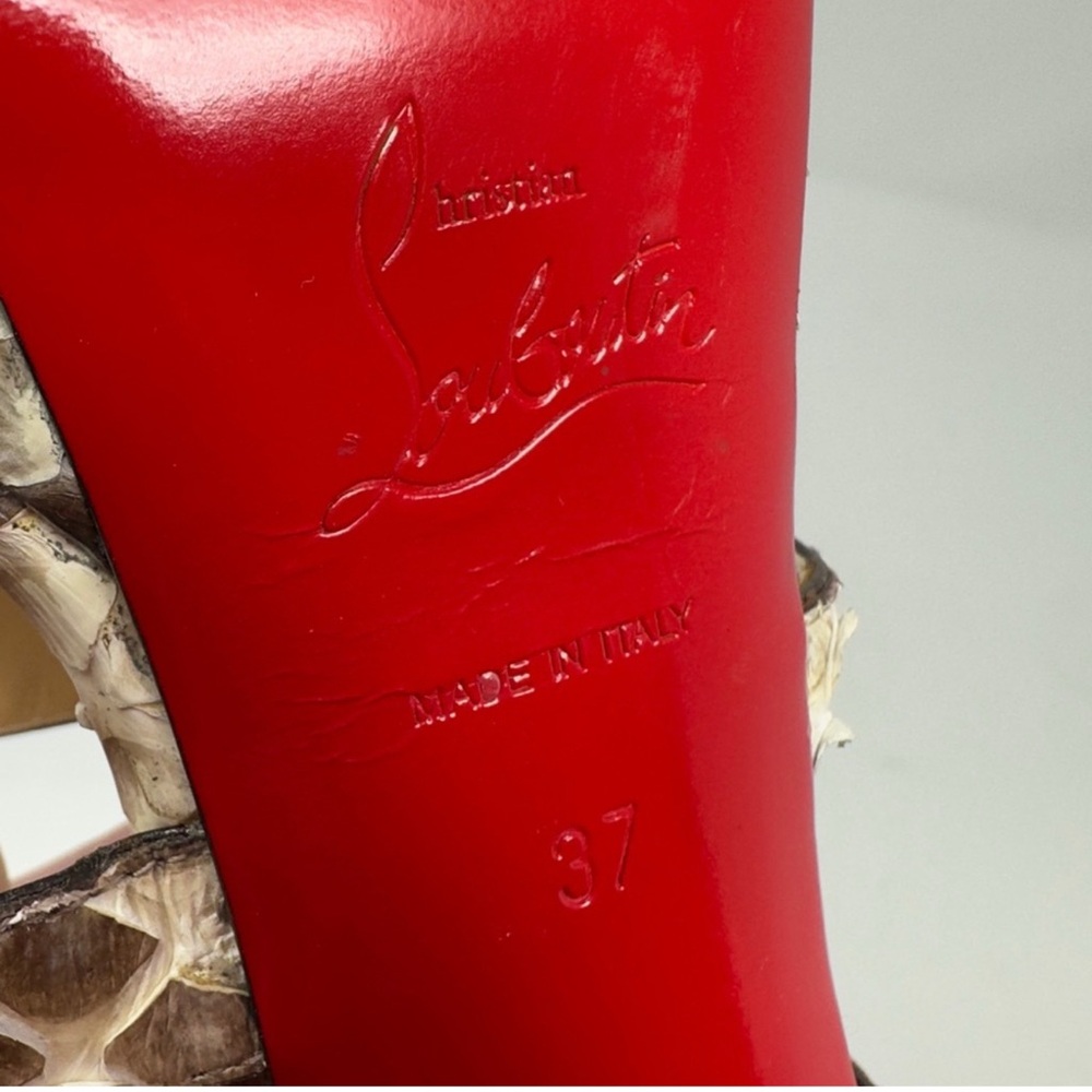 Christian Louboutin Snakeskin Heels - Beige and Dark Brown - Picture 7 of 7